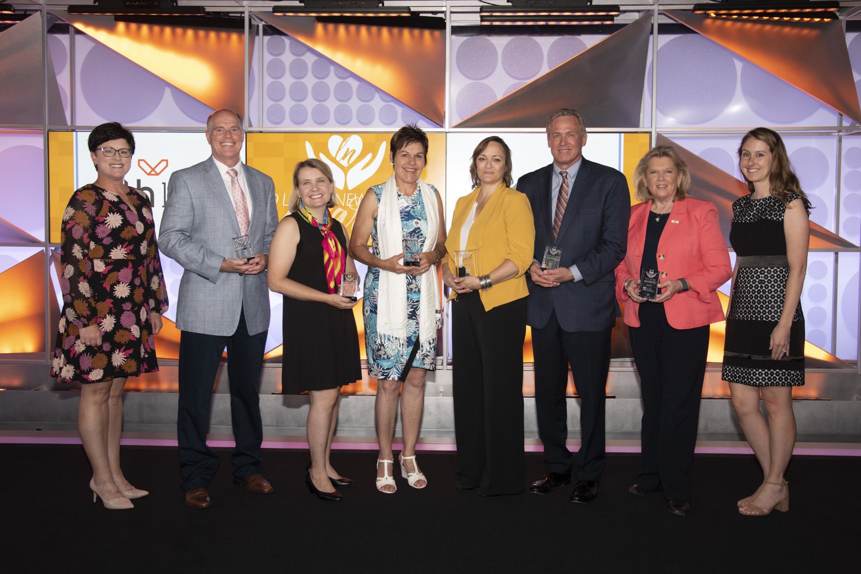 Ladue News 2019 Charity Awards:
Andrea Griffith, Joe Bestgen, Julie Francois, Madi Hawn, Julie Angelica, Bill Wallace, Susan Kidder, Alecia Humphreys